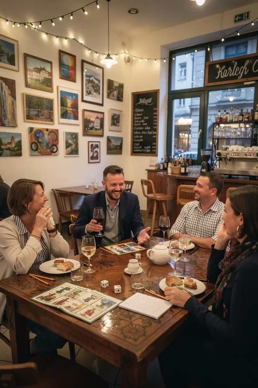 Family-friendly board games enjoyed at adult club meetings.